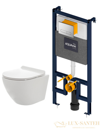 комплект aquame aqm42002cr: инсталляция с клавишей aqm4001cr, унитаз aqm2002 с быстросъемным сиденьем микролифт