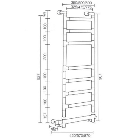 полотенцесушитель электрический margaroli sereno 584/8 58447508pcrb box, с полкой, 92,7х57, хром