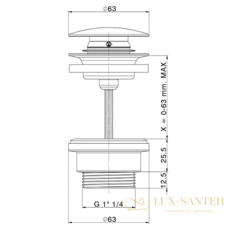 донный клапан cisal xion za001800d1 универсальный, нержавеющая сталь