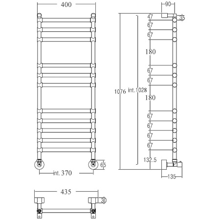 полотенцесушитель водяной margaroli sole 4643711cr, высота 107.6 см, ширина 43, хром