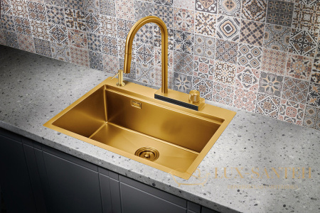 кухонная мойка milacio denia mc.77418 68 см, золото