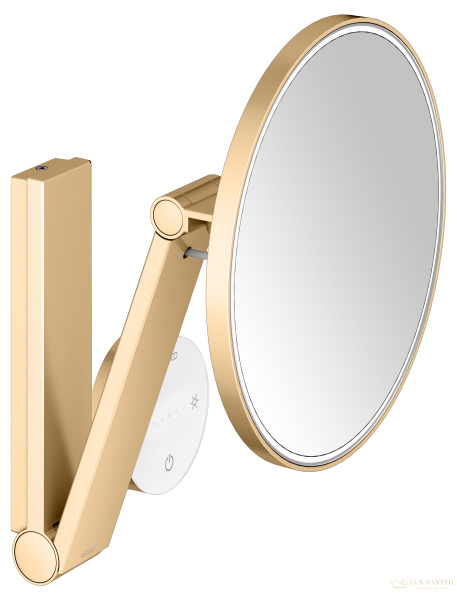 косметическое зеркало keuco ilook_move 17612259002, сенсорное, x 5 кратное увеличение, 5 уровней цвета, свет белый теплый, латунь шлифованная