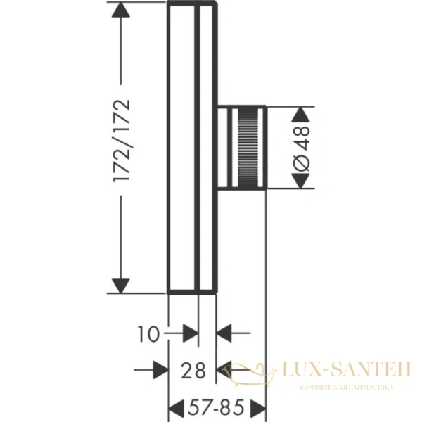 термостат встраиваемый axor edge, 46740990, для душа highflow, 1 потребитель (внешняя часть), полир. золото