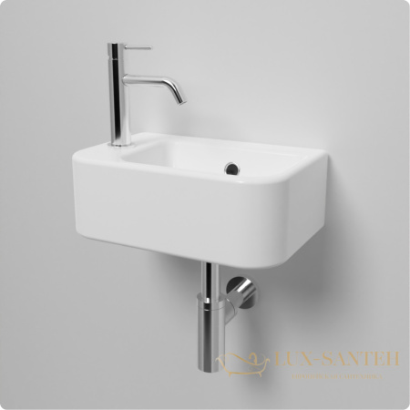 раковина подвесная aquame, aqm5006l, 375*245 мм, 1 отверстие под смеситель, левосторонняя, белый глянцевый