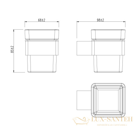 стакан для зубных щёток lemark smooth line 9732014 с держателем, черный матовый