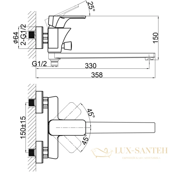 смеситель d&k berlin.technische da1433325 для ванны, черный матовый