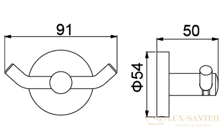 крючок двойной timo saona 13012/13, никель брашированный