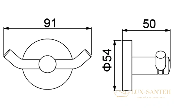 крючок двойной timo saona 13012/13, никель брашированный