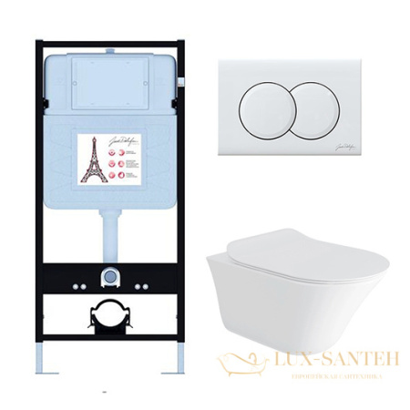 комплект jacob delafon vive e28079ru-0, унитаз, инсталляция, сиденье микролифт, панель смыва, белый глянцевый