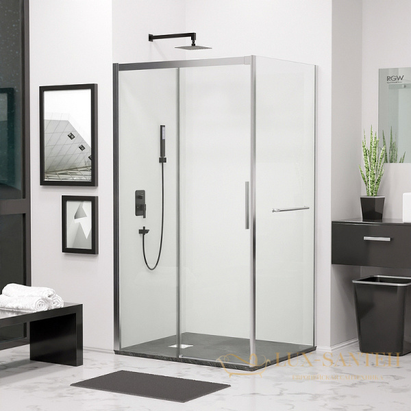 душевой уголок rgw leipzig 341241199-011 le-41-1 190х90, профиль хром, стекло прозрачное
