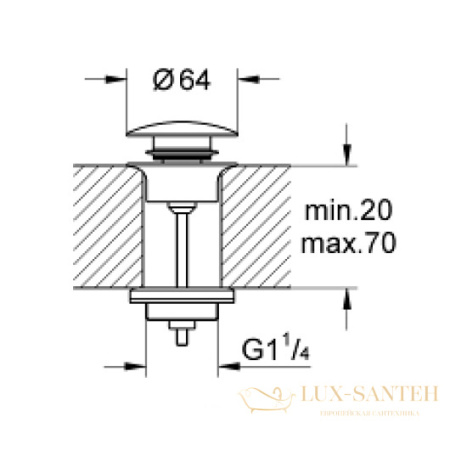 донный клапан grohe 65807000 универсальный, хром глянцевый