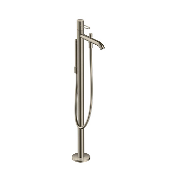 axor uno, 38442820, смеситель для ванны, однорычажный, с ручным душем, напольный, (внешняя часть), цвет шлифованный никель