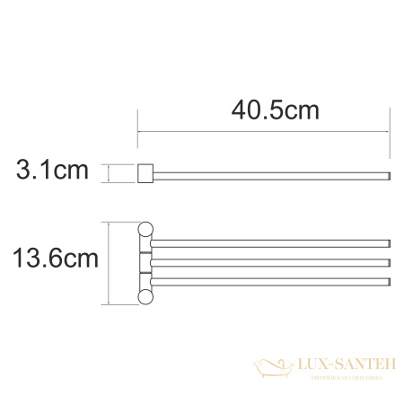 держатель полотенец тройной wasserkraft k-1033black, черный матовый
