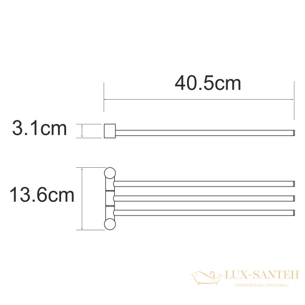 держатель полотенец тройной wasserkraft k-1033black, черный матовый