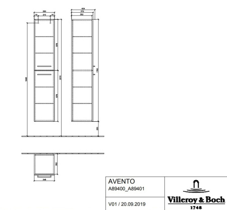 шкаф пенал villeroy & boch avento a89400b4 для ванной комнаты, петли слева, белое стекло