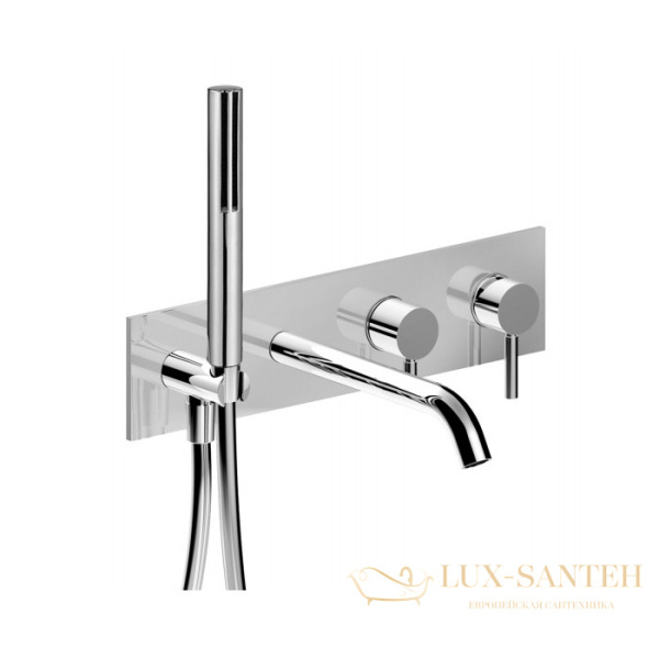 смеситель для ванны встраиваемый fantini nostromo, 50 02 e821b, с ручным душем, излив 200 мм, (наружняя часть), хром