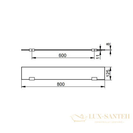 полка для ванной keuco moll 12710015800, 800х8х125 mm, с держателями, кристаллин, хром