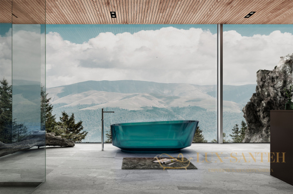 ванна свободностоящая прозрачная abber kristall at9706aquamarin, 170х80х58h см, бирюзовый глянцевый