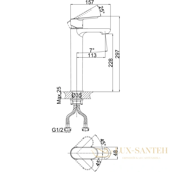 смеситель для раковины d&k rhein.speyer da1312001 для раковины, хром