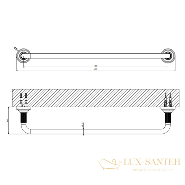 полотенцедержатель gessi venti20 65500.299 45 см, black xl