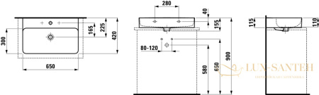 раковина laufen val 8.1628.4.000.104.1 накладная 65 см, белый глянцевый 