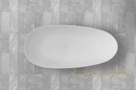 ванна свободностоящая из искусственного камня abber stein as9611-1.6, 160х75х55h см, белый матовый 