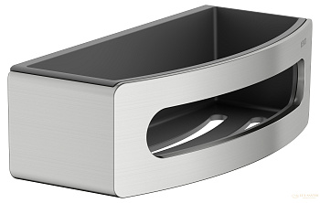 полка для душа keuco elegance 11658210001, с пластиковой вставкой, нержавеющая сталь шлифованная/антрацит
