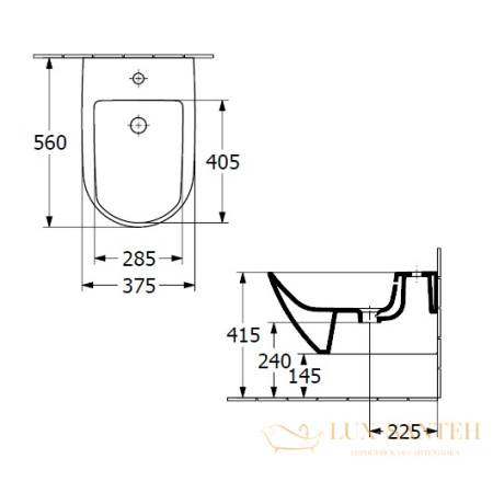биде подвесное villeroy&boch antao, 541100r1, ceramicplus, белый глянцевый