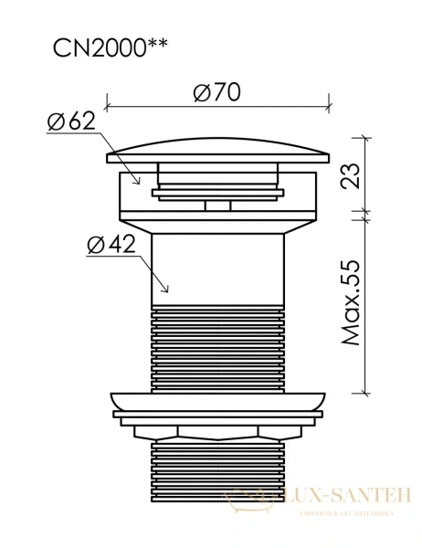 донный клапан ceramica nova cn2000mdh, темный антрацит матовый