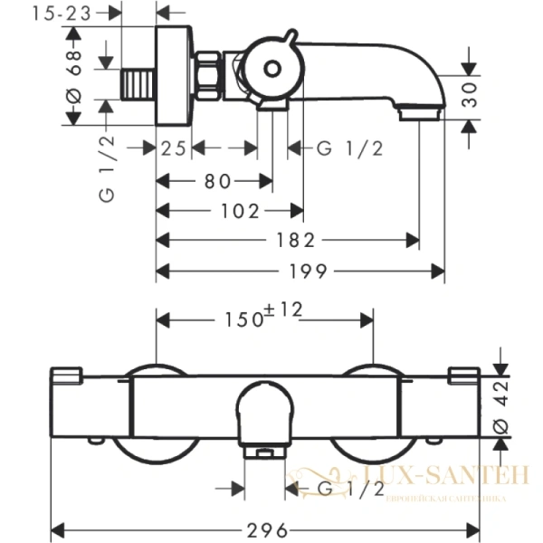 термостат для ванны hansgrohe ecostat 1001 cl 13201000, хром