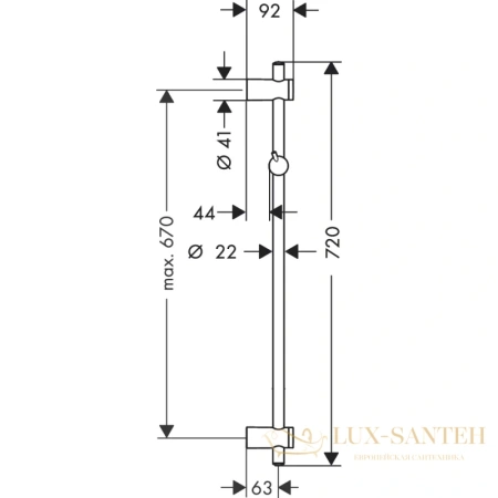 душевая штанга hansgrohe unica 27704000 72 см