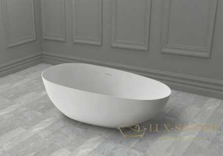 ванна свободностоящая из искусственного камня abber stein as9611-1.6, 160х75х55h см, белый матовый 