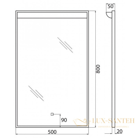зеркало belbagno spc spc-uno-500-800-tch с подсветкой, с сенсорным выключателем, хром