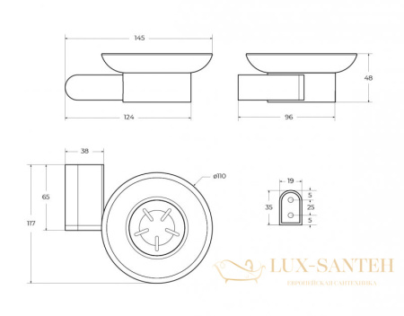 мыльница подвесная cezares stylus-sods-01, хром глянцевый