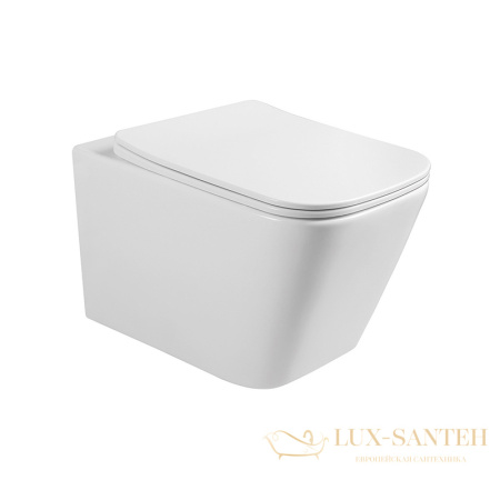 унитаз подвесной безободковый charus alva rimless ewc700-114w, с быстросъемной крышкой с сиденьем, микролифт,белый глянцевый