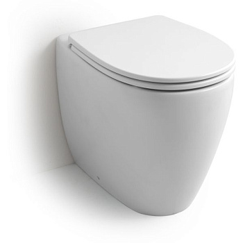 напольный безободковый унитаз white ceramic basic w020101 52x36x43 см, белый глянцевый