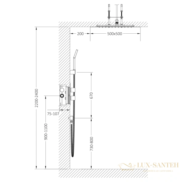 душевая система для душа термостатическая встраиваемая timo petruma sx-5029/18sm, черное золото