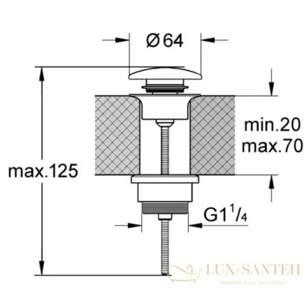 донный клапан kerasan nolita 923389, ferro matt