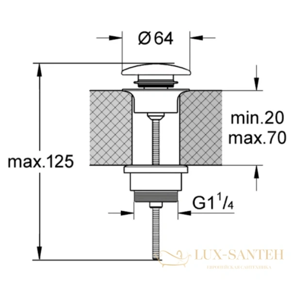 донный клапан kerasan nolita 923389, ferro matt