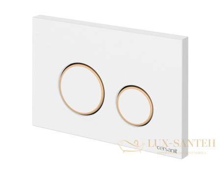 кнопка cersanit twins пластик белый матовый с рамкой, 63535, белый