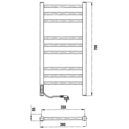 полотенцесушитель с/т laris астор чк п9 350/700 левый тэн белый 73207769