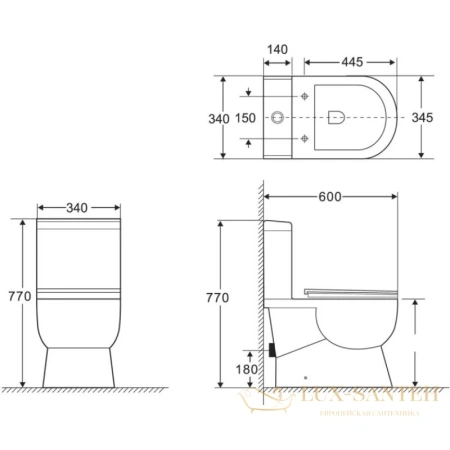 бачок для унитаза belbagno ricco bb275t 3/4,5 л, белый