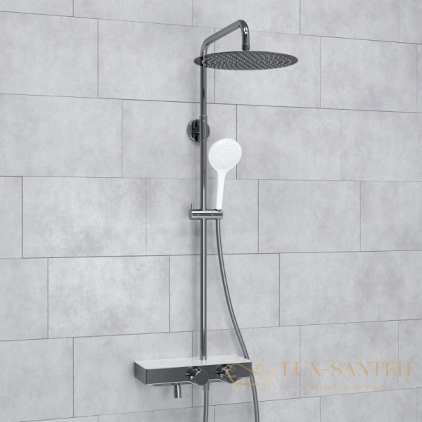 душевая система wasserkraft aller a113.116.155.ch thermo 300 мм, хром/белый