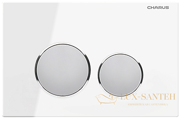 панель смыва charus tm, bagliore, fp.330.white.10, рамка белое стекло, кнопки хром