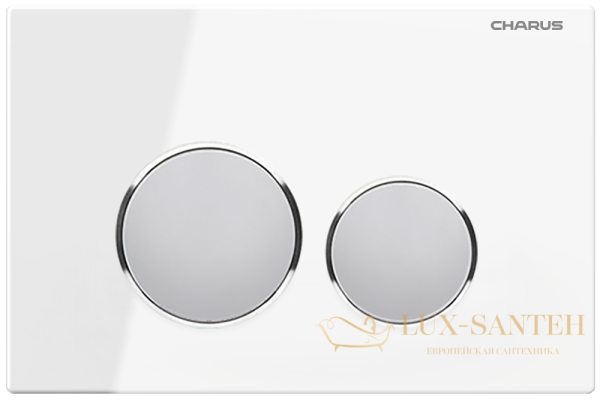 панель смыва charus tm, bagliore, fp.330.white.10, рамка белое стекло, кнопки хром