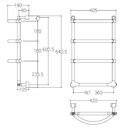 полотенцесушитель электрический, 64,1х42 см, margaroli luna 5233604obnb box, состаренная бронза
