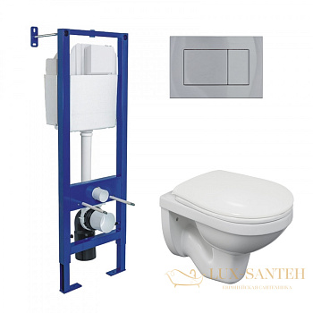 комплект berges 043337: подвесной унитаз gamma с системой инсталляции atom 410 и панелью смыва, хром глянцевый