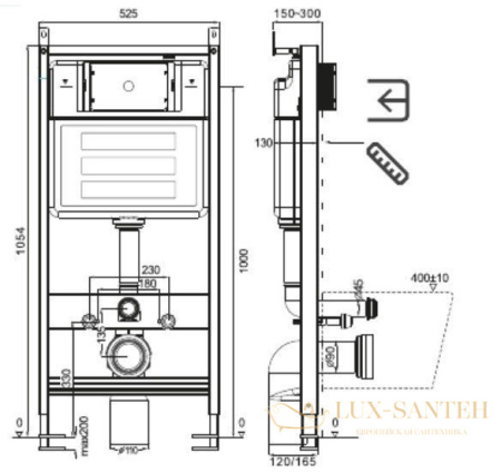 комплект aquame aqm41002pro: инсталляция aqm4002, панель смыва aqm4102cr, унитаз aqm2002pro, шумоизоляция aqm0005