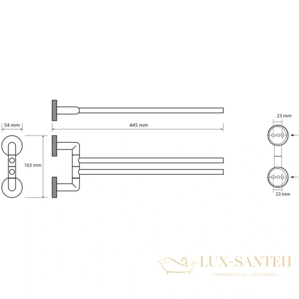 полотенцедержатель bemeta stella 166204102 44,5 см, поворотный, двойной, хром