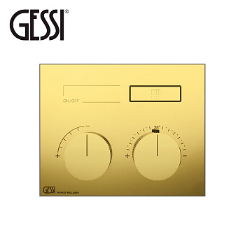 термостатический смеситель gessi hi-fi compact 63002.246 для душа, золото полированное